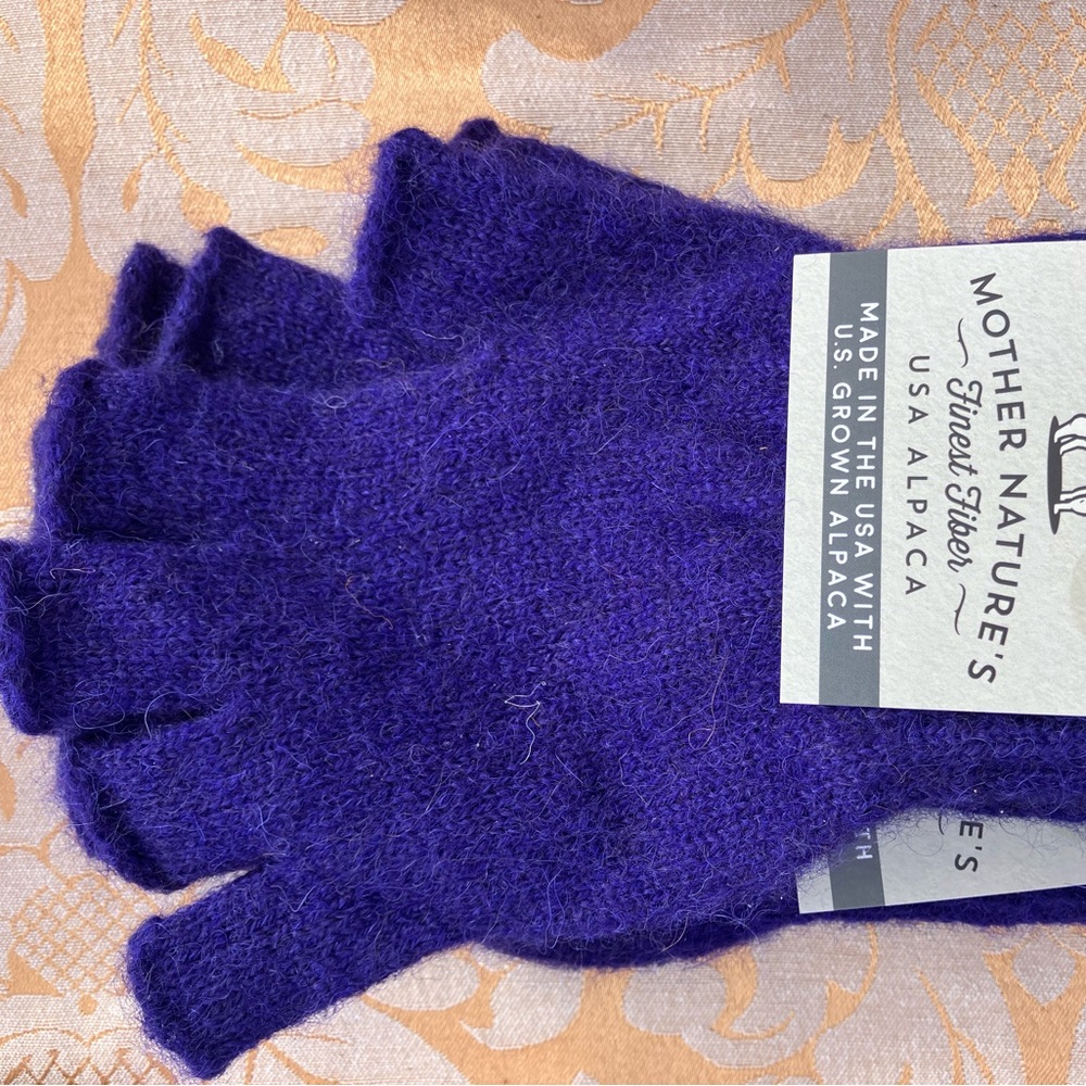 Purple Alpaca Fingerless Gloves